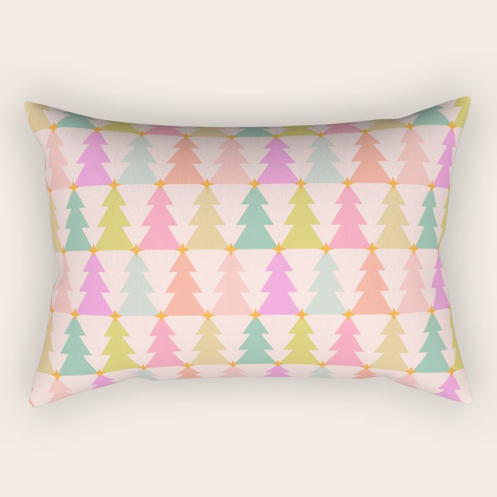 Christmas trees pastel geometric pattern Rectangular Pillow Gallery Image 1