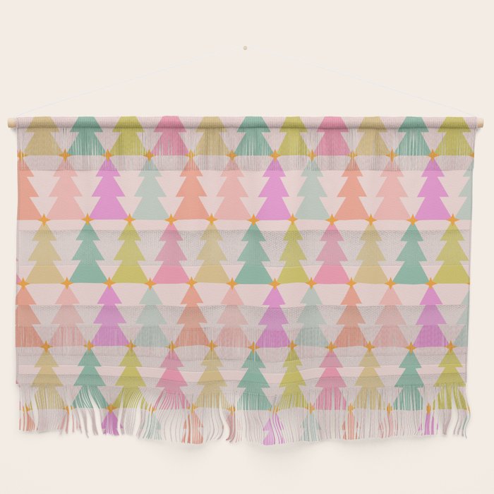 Christmas trees pastel geometric pattern Wall Hanging Gallery Image 1