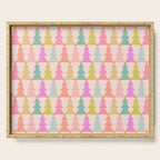 Christmas trees pastel geometric pattern Serving Tray Gallery Image 1