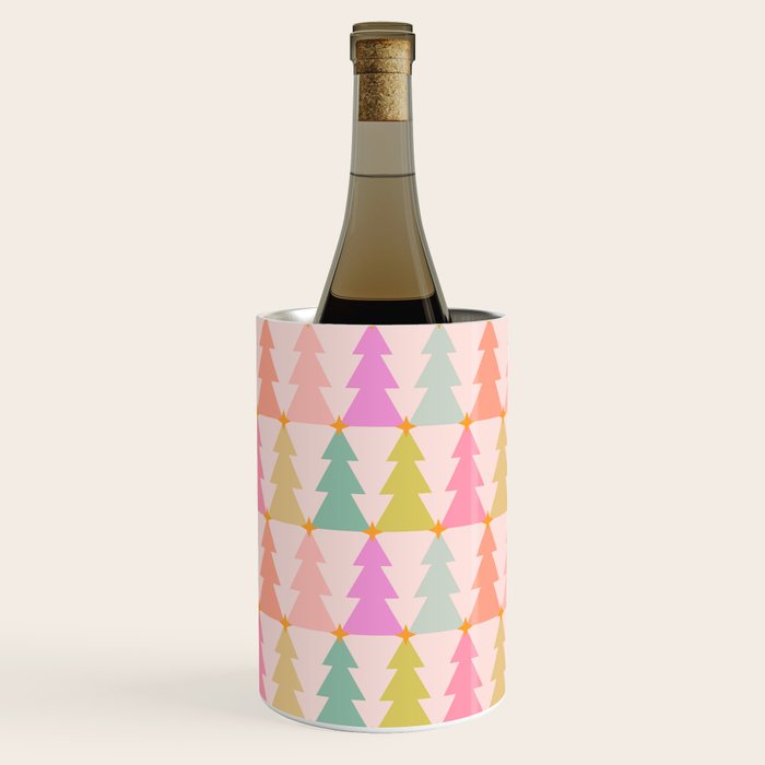 Christmas trees pastel geometric pattern Wine Chiller Gallery Image 2