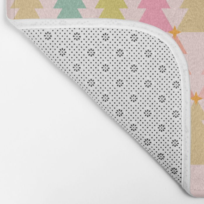 Christmas trees pastel geometric pattern Bath Mat Gallery Image 2