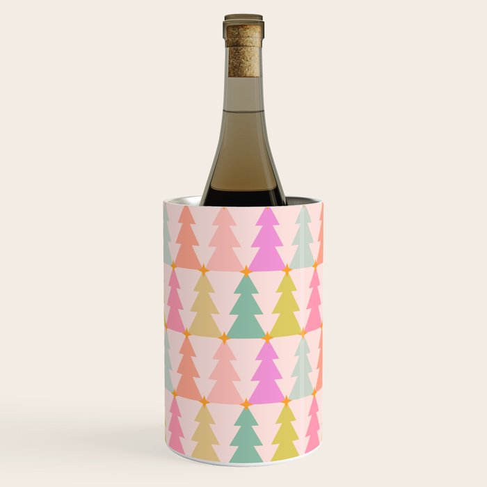 Christmas trees pastel geometric pattern Wine Chiller Gallery Image 1