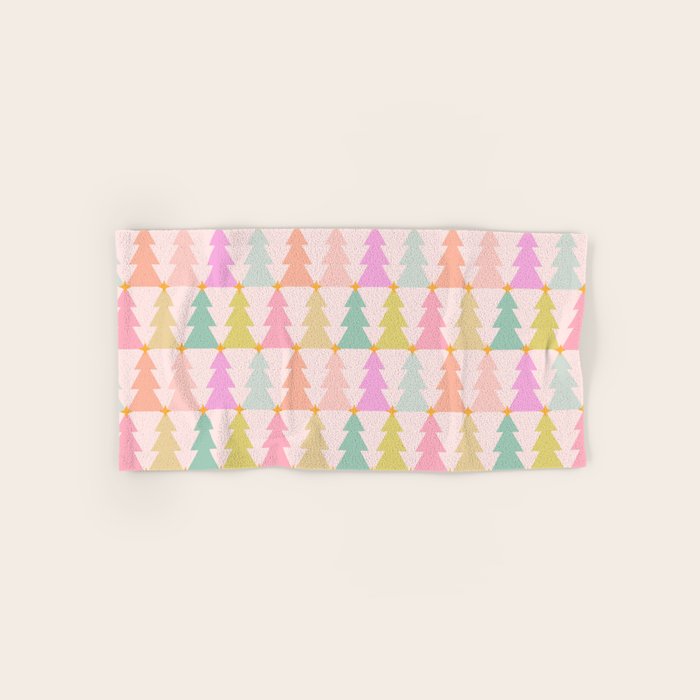 Christmas trees pastel geometric pattern Bath Towel Gallery Image 1