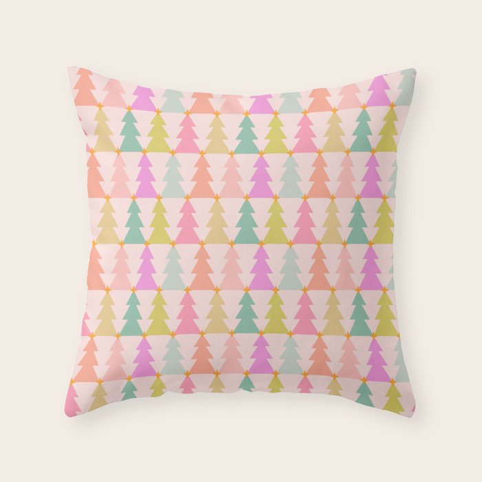 Christmas trees pastel geometric pattern Throw Pillow Gallery Image 6