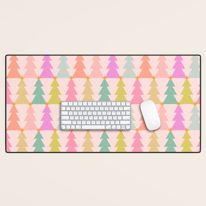 Christmas trees pastel geometric pattern Desk Mat Gallery Image 1