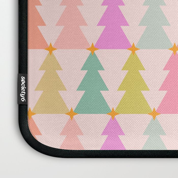 Christmas trees pastel geometric pattern Laptop Sleeve Gallery Image 3