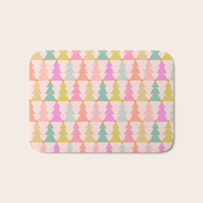 Christmas trees pastel geometric pattern Bath Mat Gallery Image 1