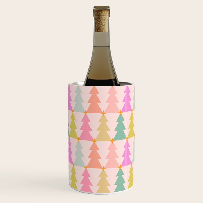 Christmas trees pastel geometric pattern Wine Chiller Gallery Image 3