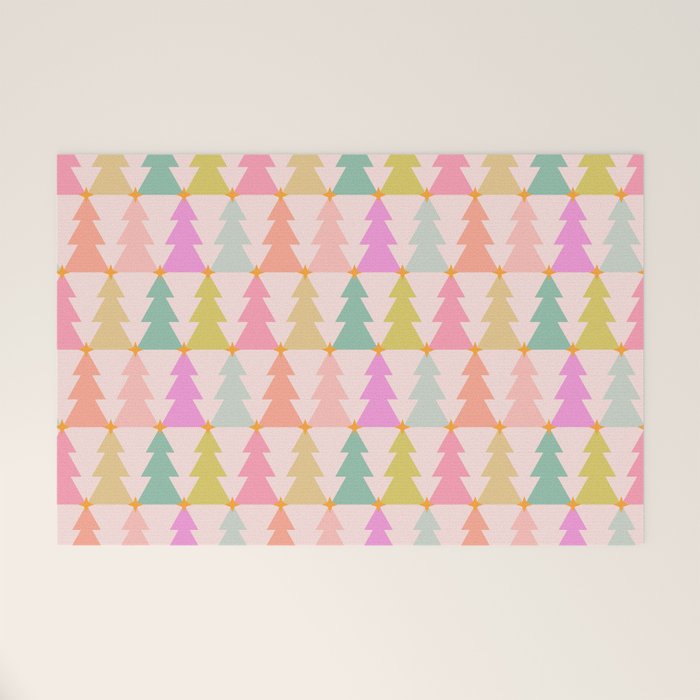 Christmas trees pastel geometric pattern Welcome Mat Gallery Image 1