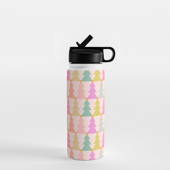 Christmas trees pastel geometric pattern Water Bottle Gallery Image 1
