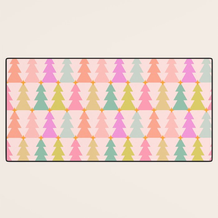 Christmas trees pastel geometric pattern Desk Mat Gallery Image 3