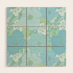Light Blue Pastel Vintage Floral Pattern Wood Wall Art Gallery Image 1