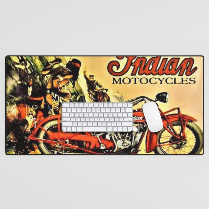 Classic Indian Roadmaster Biker Motorcycle Vintage Advertisement Poster Desk Mat Gallery Image 1