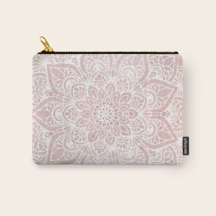 Mandala Yoga Love, Blush Pink Floral Carry All Pouch Gallery Image 1