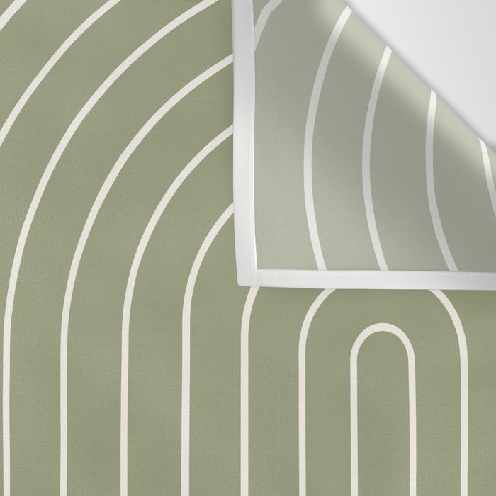 Minimal Line Curvature LXXXII Earthy Sage Green Mid Century Modern Arch Abstract Wall Tapestry Gallery Image 3