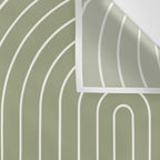 Minimal Line Curvature LXXXII Earthy Sage Green Mid Century Modern Arch Abstract Wall Tapestry Gallery Image 3