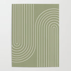Minimal Line Curvature LXXXII Earthy Sage Green Mid Century Modern Arch Abstract Poster Gallery Image 4
