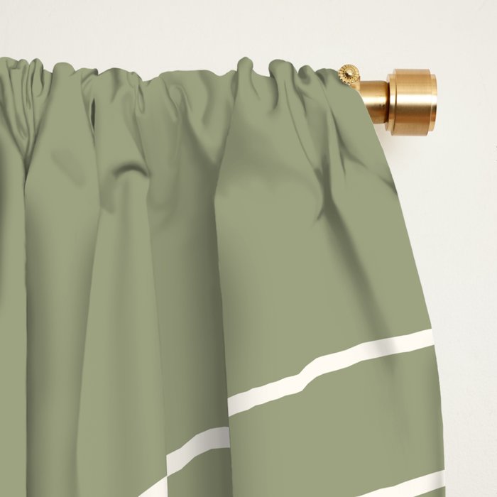 Minimal Line Curvature LXXXII Earthy Sage Green Mid Century Modern Arch Abstract Window Curtain Gallery Image 2