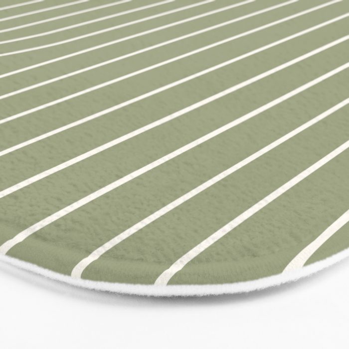 Minimal Line Curvature LXXXII Earthy Sage Green Mid Century Modern Arch Abstract Bath Mat Gallery Image 3