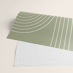 Minimal Line Curvature LXXXII Earthy Sage Green Mid Century Modern Arch Abstract Wrapping Paper Gallery Image 2