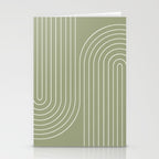Minimal Line Curvature LXXXII Earthy Sage Green Mid Century Modern Arch Abstract Stationery Card Gallery Image 2