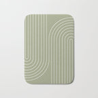 Minimal Line Curvature LXXXII Earthy Sage Green Mid Century Modern Arch Abstract Bath Mat Gallery Image 1