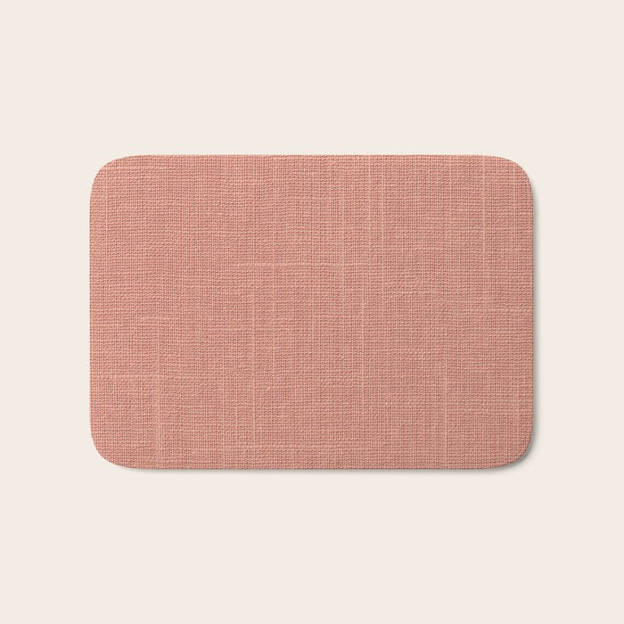 Salmon Linen Texture Bath Mat Gallery Image 1