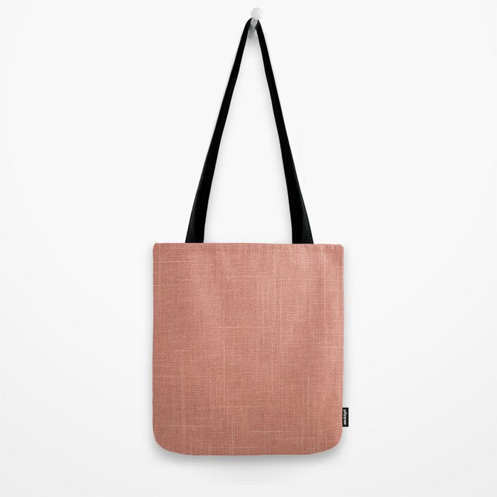 Salmon Linen Texture Tote Bag Gallery Image 2