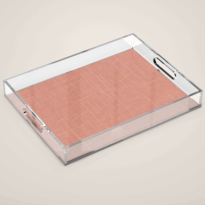 Salmon Linen Texture Acrylic Tray Gallery Image 1