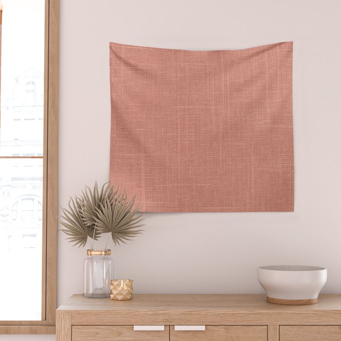Salmon Linen Texture Wall Tapestry Gallery Image 2