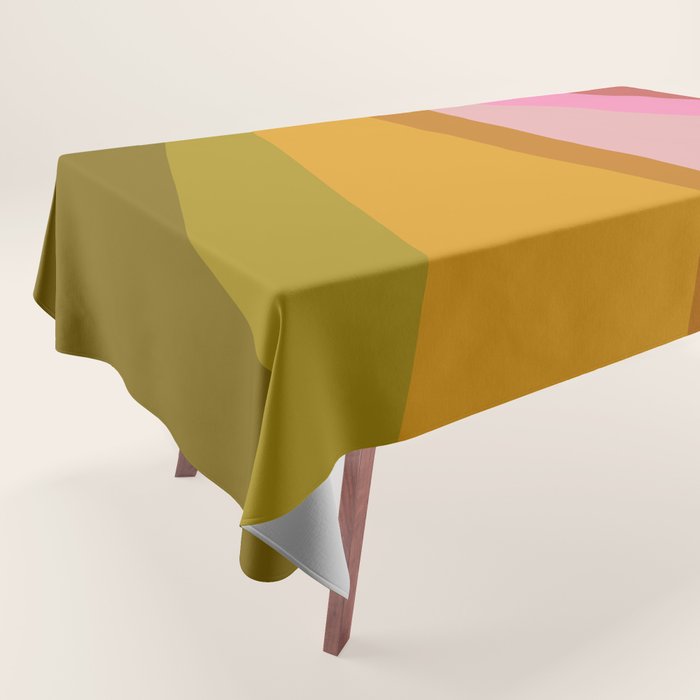 Colorful Geometric Abstract in Pink, Mustard, and Green Tablecloth Gallery Image 1