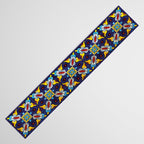 Abstract blue cruz mexican modern talavera tile wall Table Runner Gallery Image 3