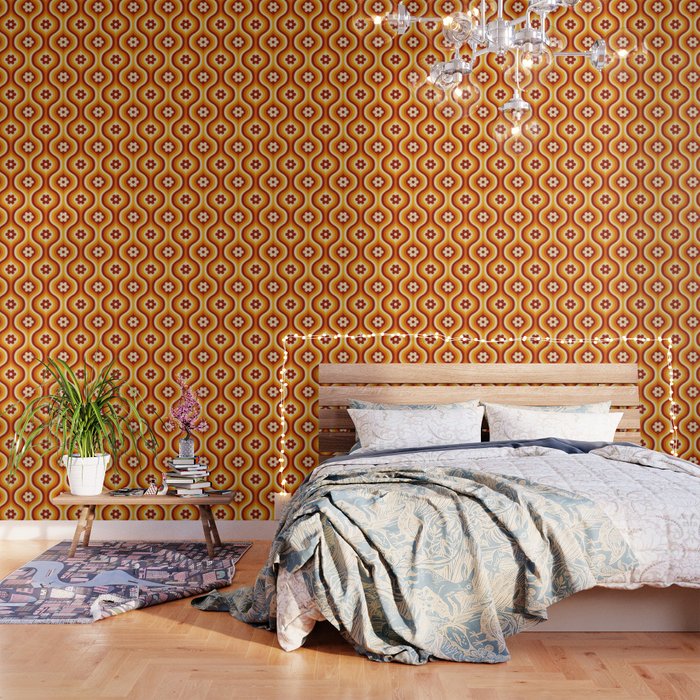 70s Groovy Daisy Ovals Pattern Wallpaper Gallery Image 3