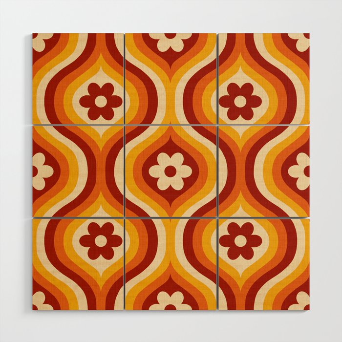 70s Groovy Daisy Ovals Pattern Wood Wall Art Gallery Image 1