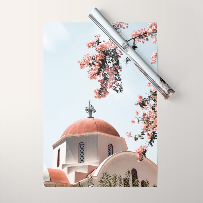 Summer In Greece Art Print | Pink Flowers Photo | Crete Island Holiday | Europe Travel Photography Wrapping Paper Gallery Image 1