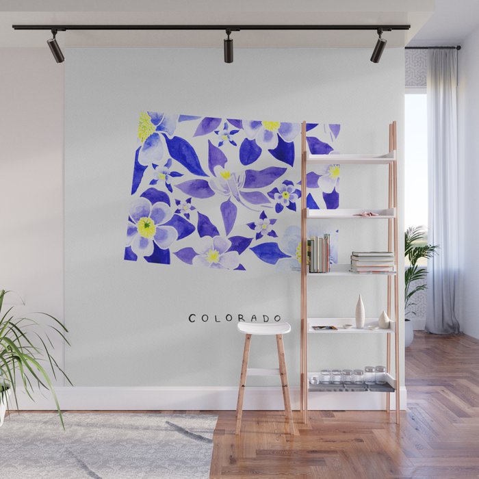 Colorado State Flower - Blue Columbine Wall Mural Gallery Image 1