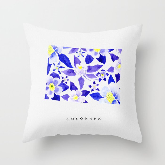 Colorado State Flower - Blue Columbine Throw Pillow Gallery Image 6