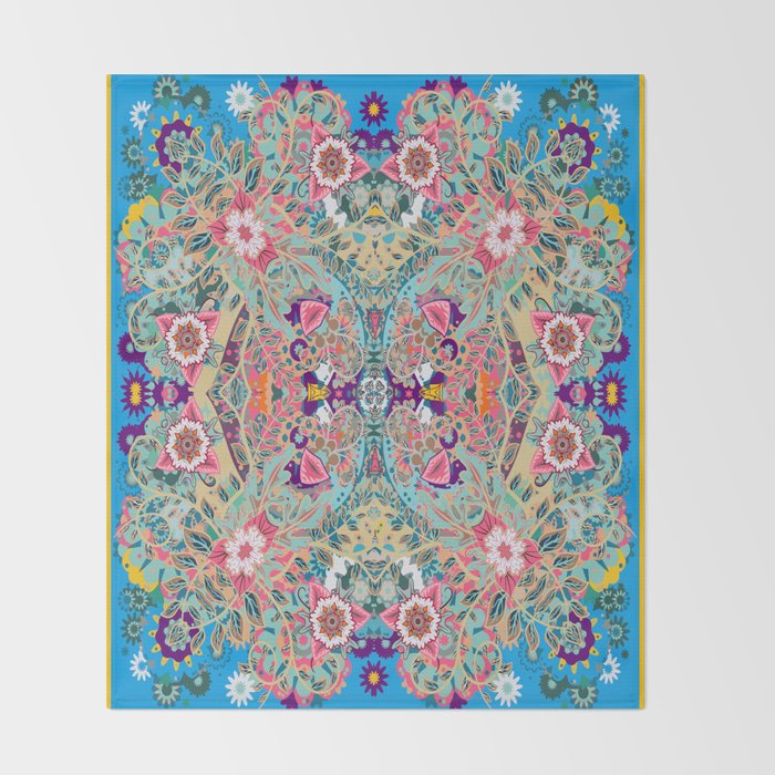 Mandala - Turquoise Boho Throw Blanket Gallery Image 2