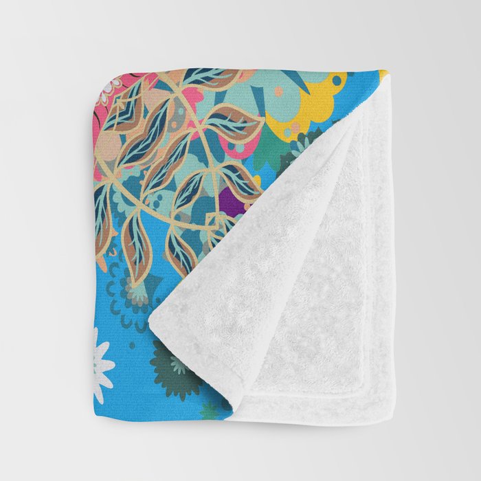 Mandala - Turquoise Boho Throw Blanket Gallery Image 3