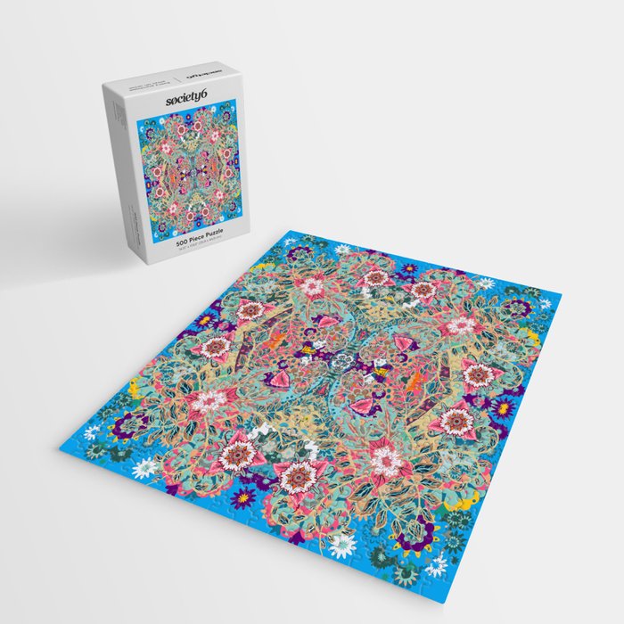 Mandala - Turquoise Boho Jigsaw Puzzle Gallery Image 2
