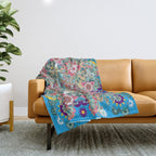 Mandala - Turquoise Boho Throw Blanket Gallery Image 1