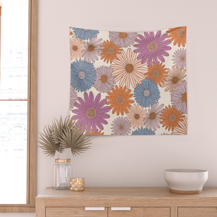 Boho Harvest Blooms - Cream Wall Tapestry Gallery Image 2