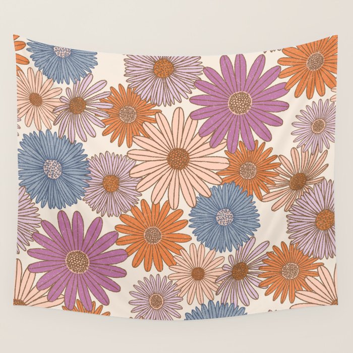 Boho Harvest Blooms - Cream Wall Tapestry Gallery Image 1