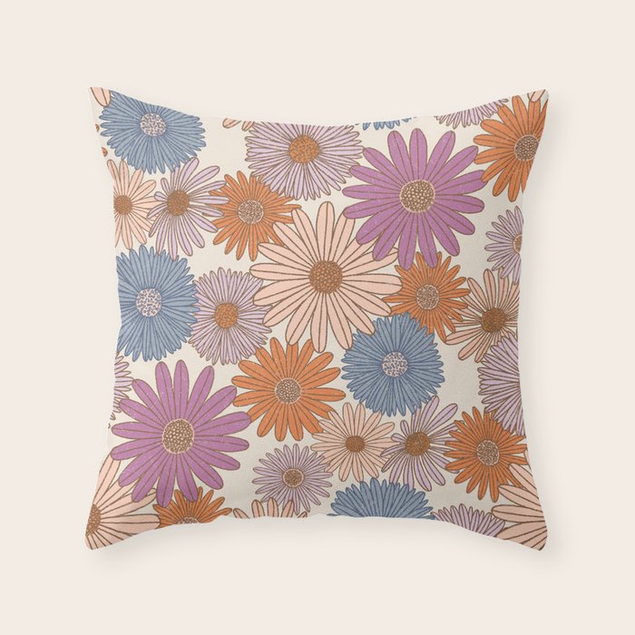 Boho Harvest Blooms - Cream Throw Pillow Gallery Image 6