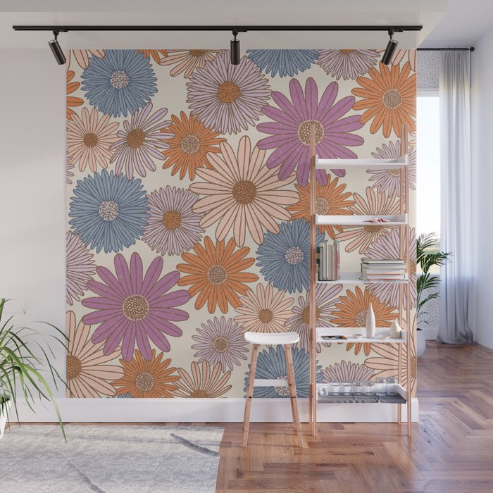 Boho Harvest Blooms - Cream Wall Mural Gallery Image 1