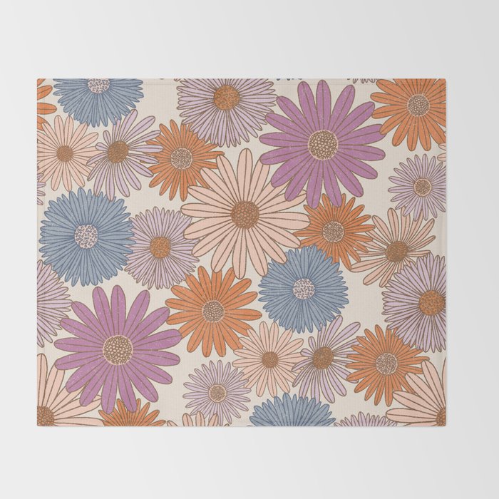 Boho Harvest Blooms - Cream Throw Blanket Gallery Image 2