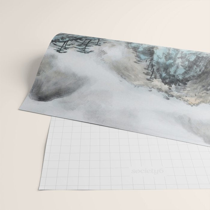 Enchanting Japanese Watercolor Ink Landscape Painting Wrapping Paper Gallery Image 2