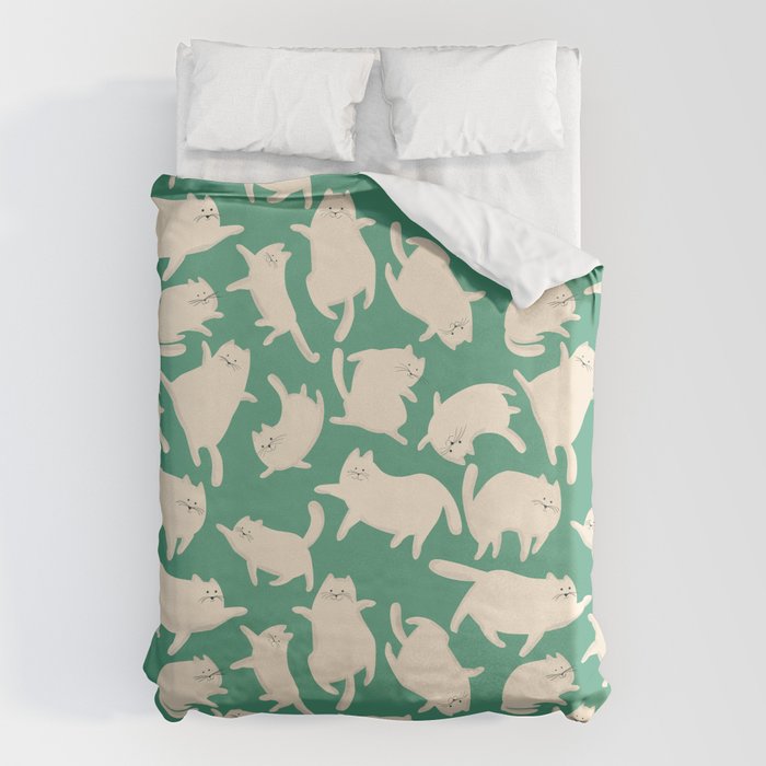 White Silly Cats Pattern Duvet Cover Gallery Image 6