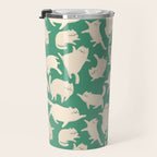 White Silly Cats Pattern Travel Mug Gallery Image 3