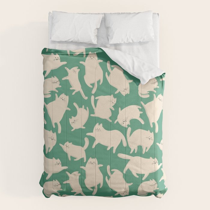 White Silly Cats Pattern Comforter Gallery Image 6